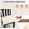 High back dining chair with padded seat in black, featuring PU leather and high-density sponge for comfort and support.