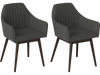 Set of 2 black upholstered dining chairs with padded backrest and rubber wood legs, perfect for dining rooms or cafes.