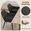 Set of 2 black upholstered dining chairs with padded backrest and rubber wood legs, ideal for dining rooms or cafes.