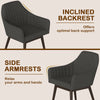 Upholstered accent chair with inclined backrest and side armrests, featuring black wear-resistant fabric for dining or.