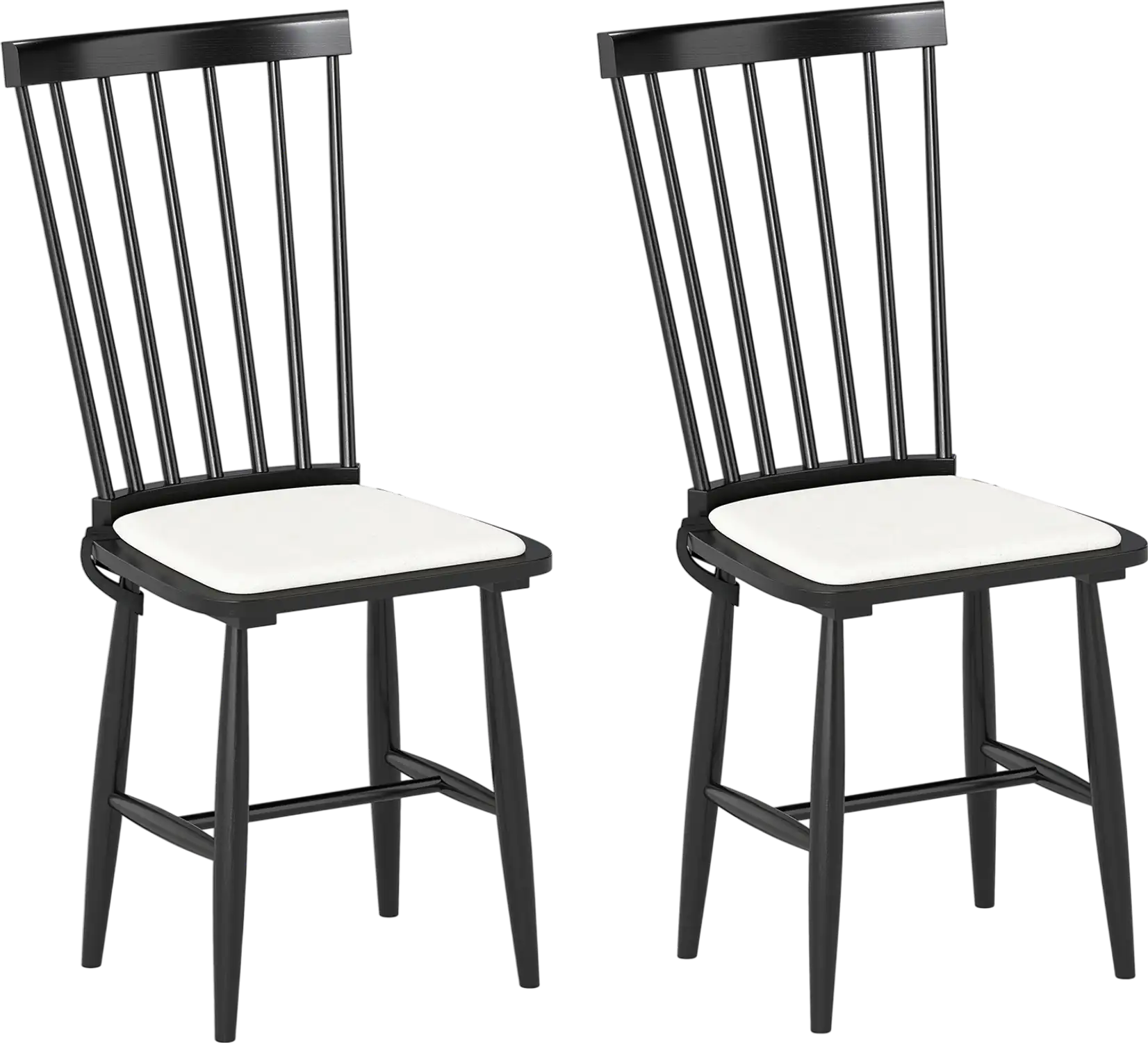 Costway Farmhouse Solid Rubber Wood Windsor Dining Chairs Set of 2 Removable Seat Cushions 46505179 New