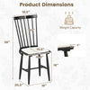Dimensions of a black Windsor dining chair with removable cushion, solid rubber wood, supports up to 420 lbs.
