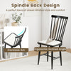 Black Windsor dining chair set with ergonomic curved backrest and removable seat cushions, perfect for dining rooms.
