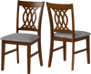 Set of 2 walnut dining chairs with padded seats, ergonomic backrest, and sturdy rubber wood construction for kitchen or.