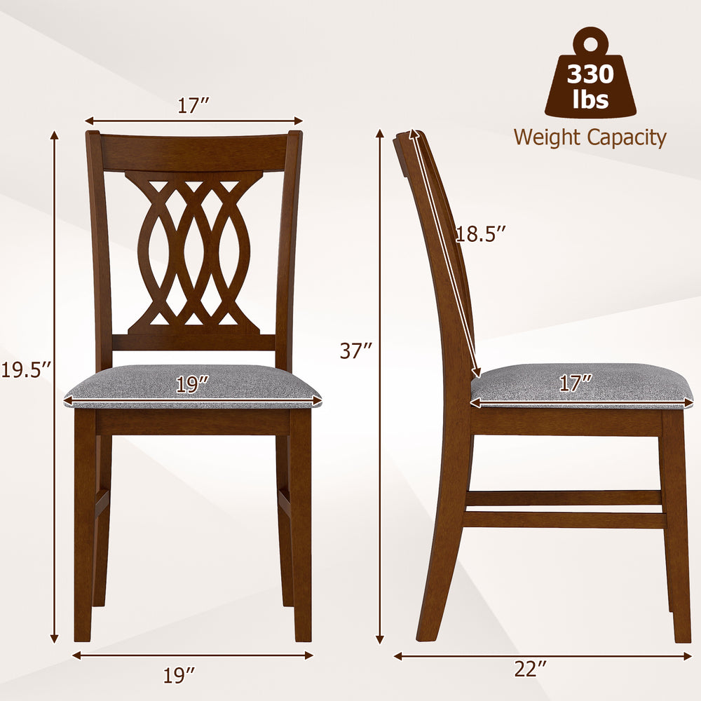Walnut dining chair set with padded seat, ergonomic backrest, and 330 lbs capacity, ideal for kitchen or living room.