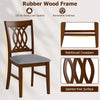 Walnut dining chair with ergonomic backrest, padded seat, and rubber wood frame, ideal for kitchen or living room use.