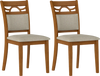 Set of 2 dining chairs with rubber wood frame and padded backrest, designed for comfort and durability in dining rooms.