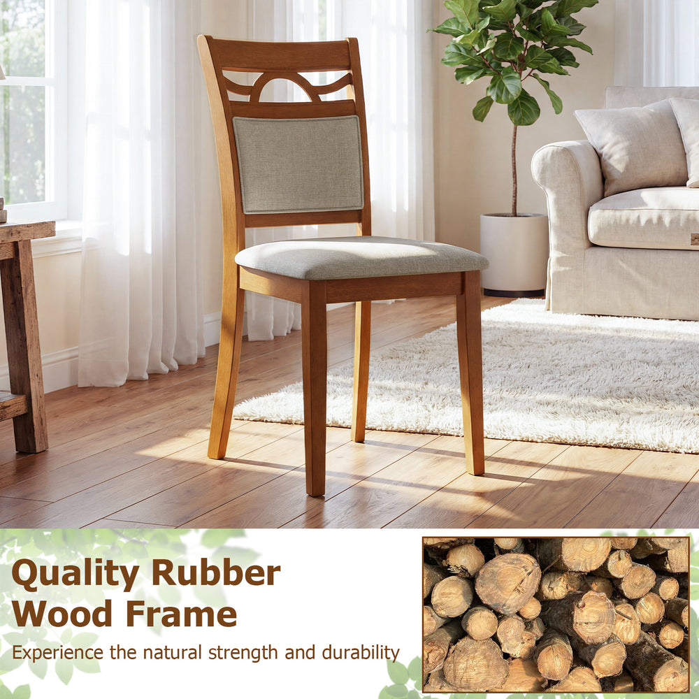 Brown dining chair with rubber wood frame and padded backrest for comfort and durability in dining rooms.