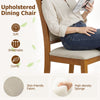 Upholstered dining chair with rubber wood frame, featuring a padded backrest and skin-friendly fabric for comfort.