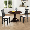 High back dining chairs set of 2 in black with padded seats, rubber wood frame, for comfortable dining experiences.