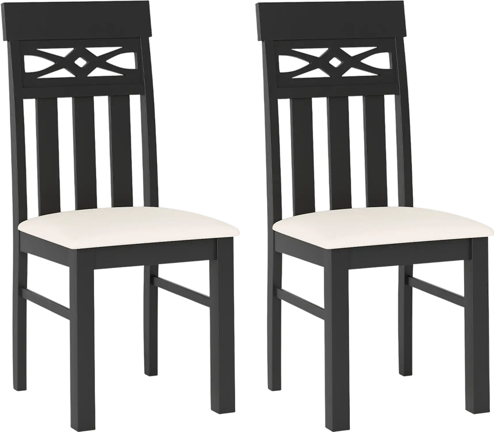 Costway Set of 2 High Back Dining Chairs Padded Seat Rubber Wood Frame 68900106 New