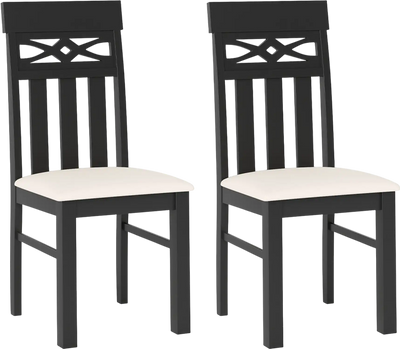 Costway Set of 2 High Back Dining Chairs Padded Seat Rubber Wood Frame 68900106 New