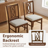 Set of 2 walnut dining chairs with ergonomic hollowed backrest and faux linen upholstery for comfort and style.