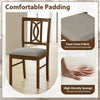 Walnut dining chair with ergonomic hollowed backrest, faux linen upholstery, and high-density sponge padding for.