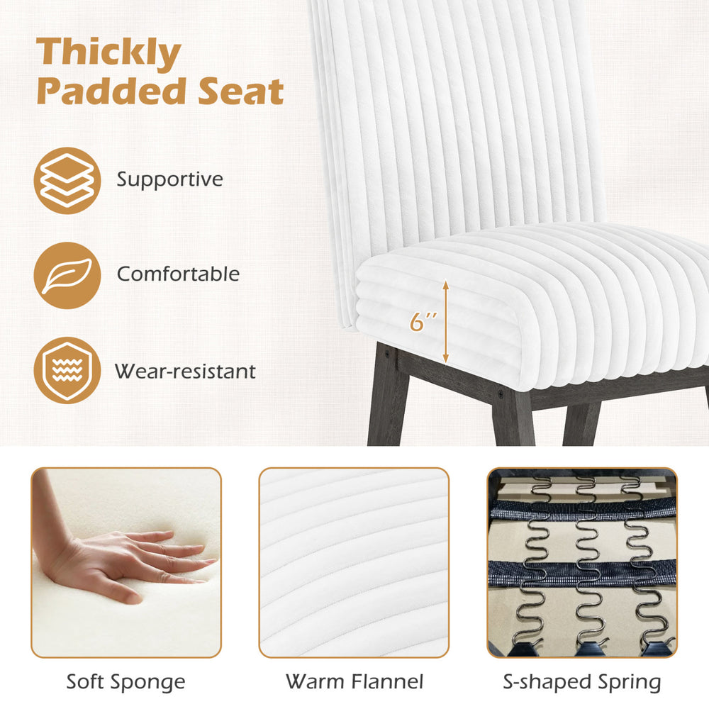 Thickly padded white and gray dining chair with soft sponge seat, warm flannel upholstery, and rubber wood legs for.