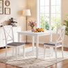White rubber wood dining chairs set of 2 with padded seats and backrests, perfect for a cozy dining room setup.