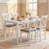 White rubber wood dining chairs set of 2 with padded seats and backrests, perfect for comfortable dining experiences.