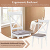 White dining chair with ergonomic backrest and padded seat, featuring breathable hollowed design for comfortable dining.