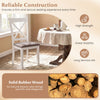 White rubber wood dining chair with padded seat and backrest, designed for comfort and stability in dining rooms.