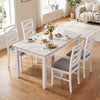 Dining chairs set of 4 with white rubber wood frames and backrests, perfect for kitchen or dining room use.