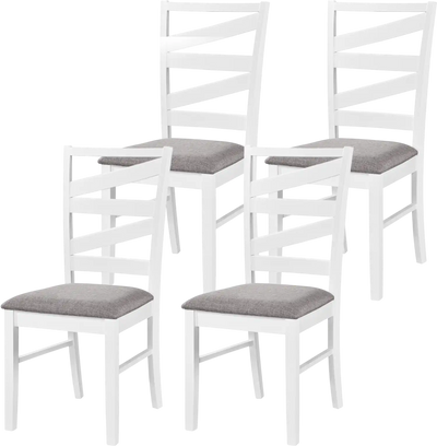 Costway Set of 4 Dining Chairs with Backrests Rubber Wood Frames 11476766 New