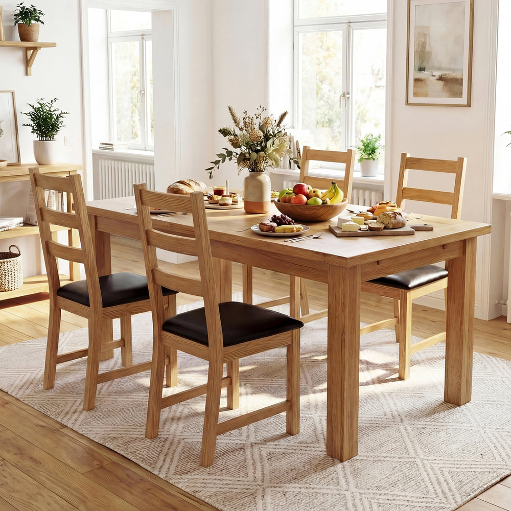 Farmhouse dining chairs set of 2 with hollowed backrest and PU leather cushions, perfect for cozy dining rooms.