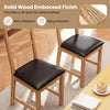 Set of 2 farmhouse dining chairs with solid wood embossed finish and cozy PU leather cushions for comfortable dining.