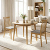 Natural rubber wood dining chairs set of 2 with fabric upholstery, featuring spindle backrests for comfort and style.