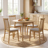 Natural rubber wood dining chairs set of 2 with fabric upholstery, featuring a spindle backrest for comfort and style.