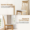 Dining chair set with spindle backrest and slanted design, featuring natural rubber wood frame for kitchen comfort.