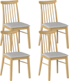 Set of 4 armless dining chairs with natural rubber wood frame and gray fabric upholstery for stylish kitchen seating.