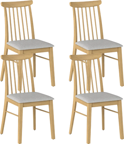Costway Set of 4 Fabric Upholstered Armless Dining Chairs Rubber Wood Frame 72932458 New