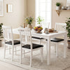 Front view of a white dining chair with breathable hollowed design and supportive padding for relaxed dining.