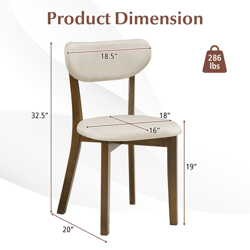 Upholstered mid-back dining chair with solid rubber wood frame, measuring 32.5" high, ideal for dining rooms and.