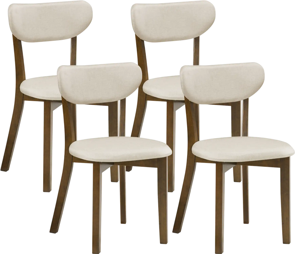 Set of 4 dining chairs with solid rubber wood frame and ergonomic design, ideal for dining rooms and kitchens.
