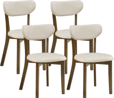 Costway Dining Chairs Set of 4 Solid Rubber Wood Frame 38453288 New