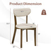 Dining chair dimensions with ergonomic backrest, solid rubber wood frame, and linen fabric cover for comfort.