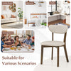 Dining chair with solid rubber wood frame and linen fabric, ideal for dining rooms and versatile settings.
