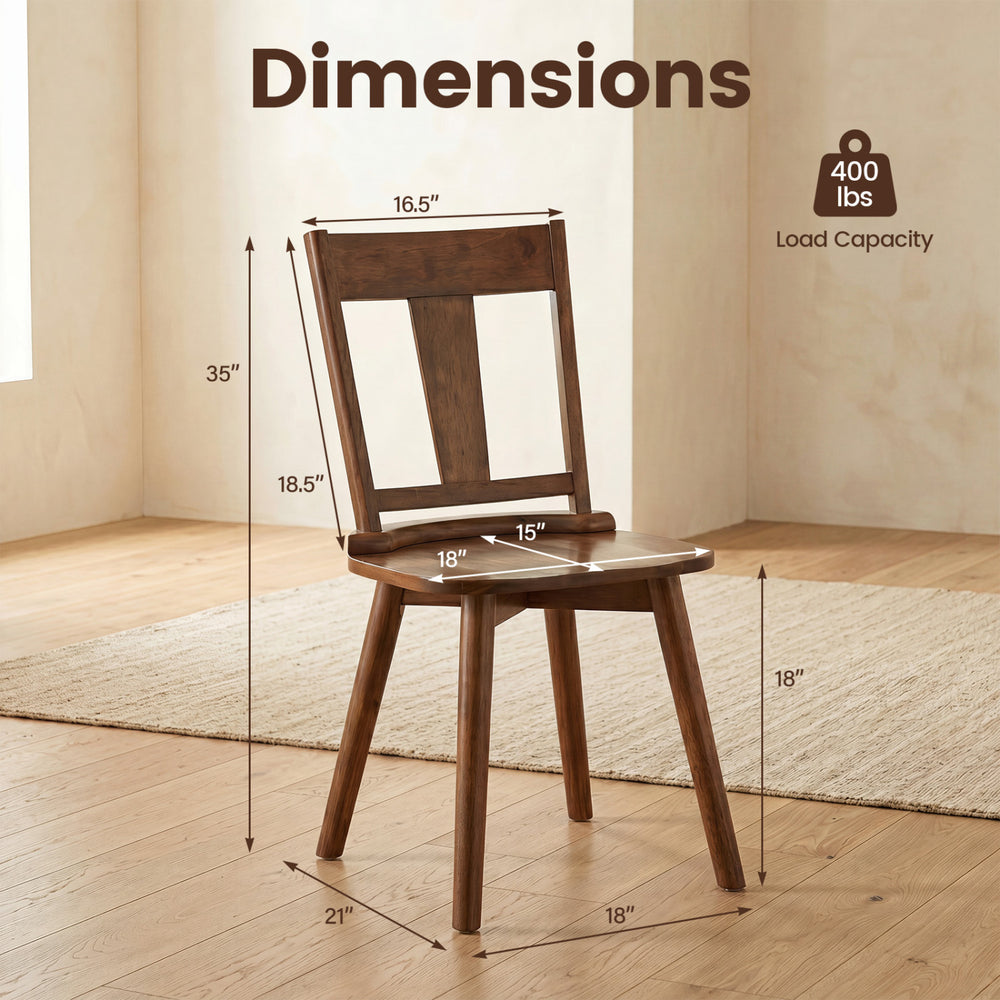 Walnut dining chair with ergonomic backrest and slatted surface, designed for comfort in dining rooms or kitchens.