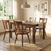 Set of four walnut dining chairs featuring solid wood backrests and ergonomic design for comfortable dining experiences.