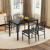 Dining Chairs Set of 4 with Slatted Backrest & Metal Frame and Wooden Seat-Gray - Gallery View 1 of 6