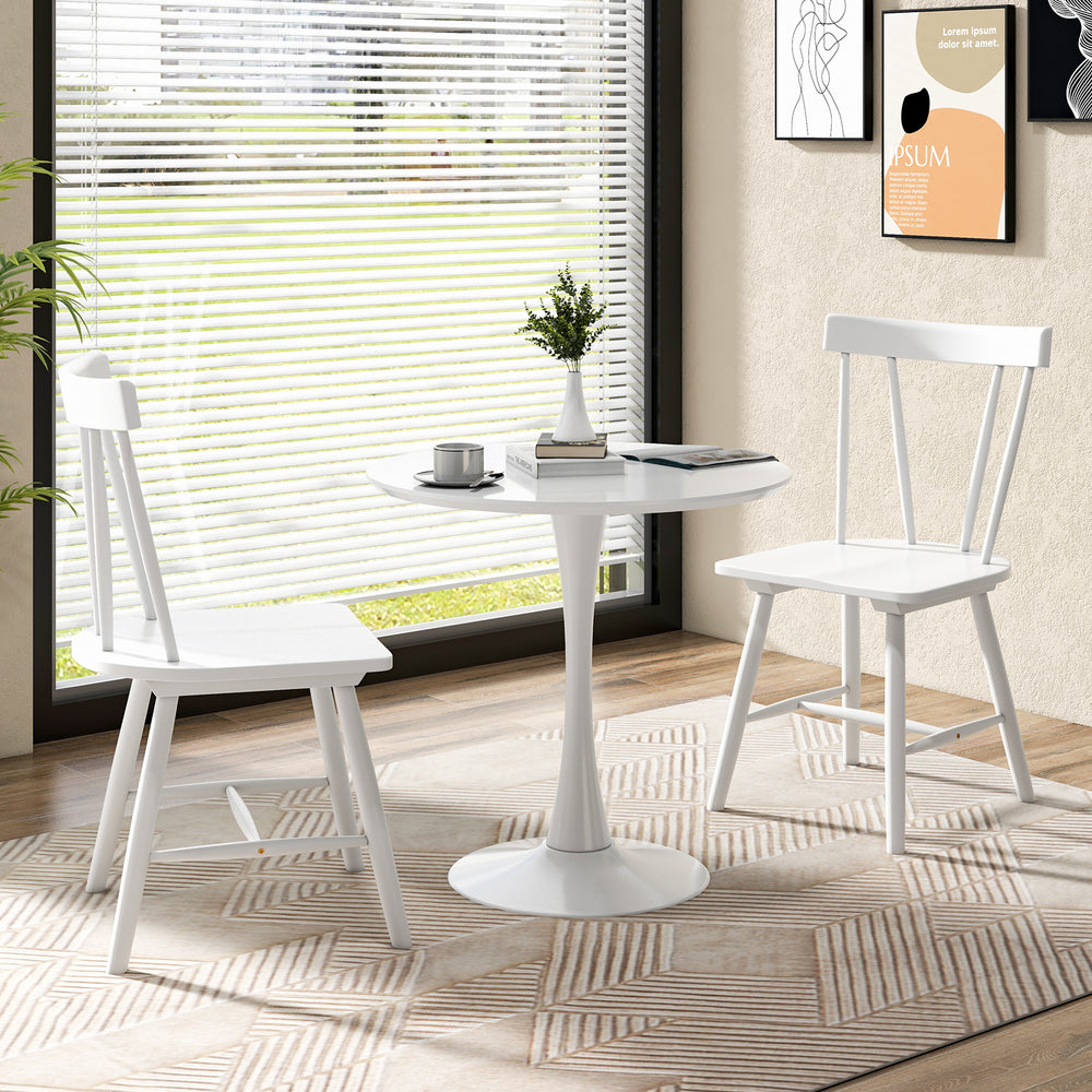 Windsor Style Armless Chairs with Solid Rubber Wood Frame-White - Gallery View 1 of 9