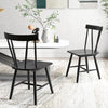 Windsor style armless chairs in black with solid rubber wood frame, perfect for dining or living room use.