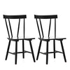 Windsor style armless chairs in black with solid rubber wood frame, ideal for dining or living room seating.