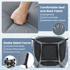 Curved backrest dining chair with sponge filling and gray breathable fabric, designed for comfort and stability.