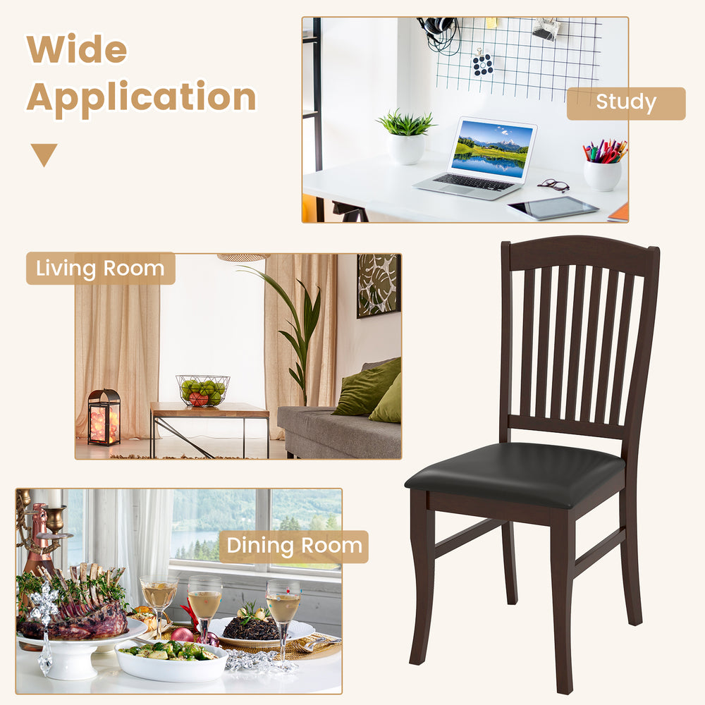 Mid-century armless dining chair in coffee color with ergonomic backrest, suitable for living room and dining areas.