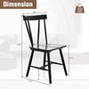 Windsor style armless chair in black with solid rubber wood frame, ergonomic design, ideal for dining or living rooms.