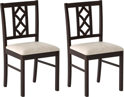 Costway Set of 2 Rubber Wood Dining Room Chairs Hollowed Backrest 84365571 New