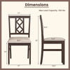 Brown rubber wood dining chair set of 2 with ergonomic hollowed backrest and faux linen upholstery, max load 330 lbs.