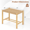 Natural 18-inch dining stool with woven paper rope seat, sturdy rubber wood frame, suitable for indoor and outdoor use.
